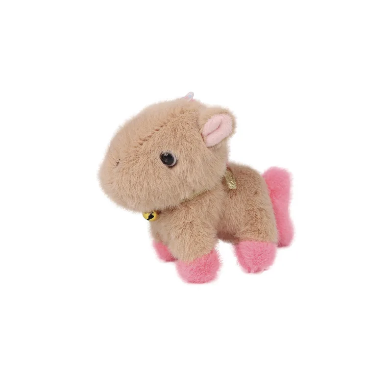 

35pcs Wholesale 11cm Cute Bell Horse Plush Keychain Cartoon Backpack Pendant Claw Machine Gift for Kids And Collectors
