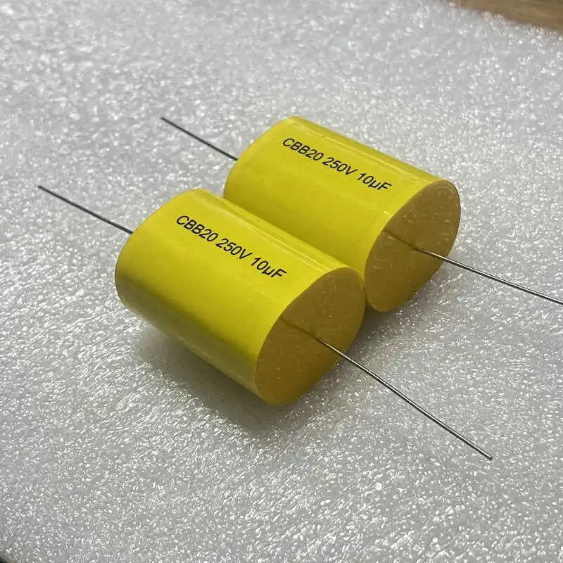 2PCS/LOT  Ultrasonic Large Volume CBB20 106J 250V10uf Copper Pin Axial Through-core Audio Film Capacitor