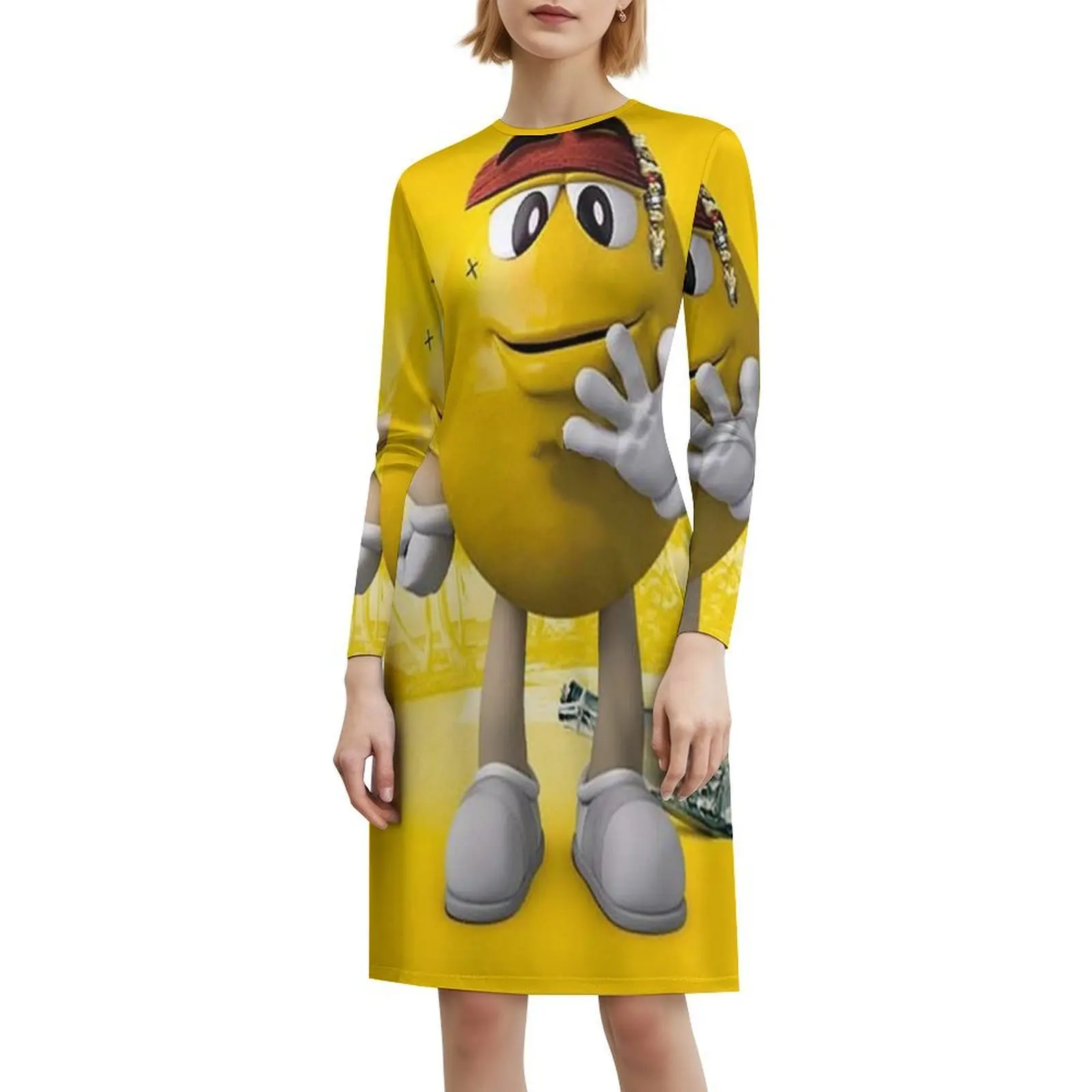 Funny Candy. Pirate Preppy Style Mini Dress For Women A-Line Loose Fit Casual Day Dress M M Candy Chocolate Merry Funny Candy