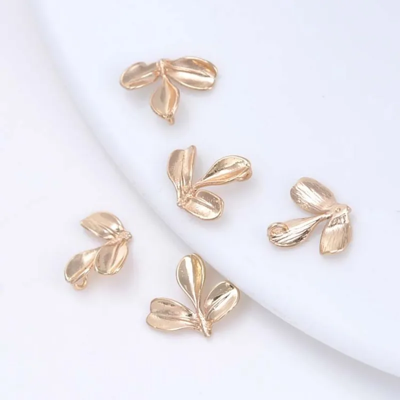 20pcs DIY  gold trilobites small pendant copper pendant leaf shape jewelry hair accessories