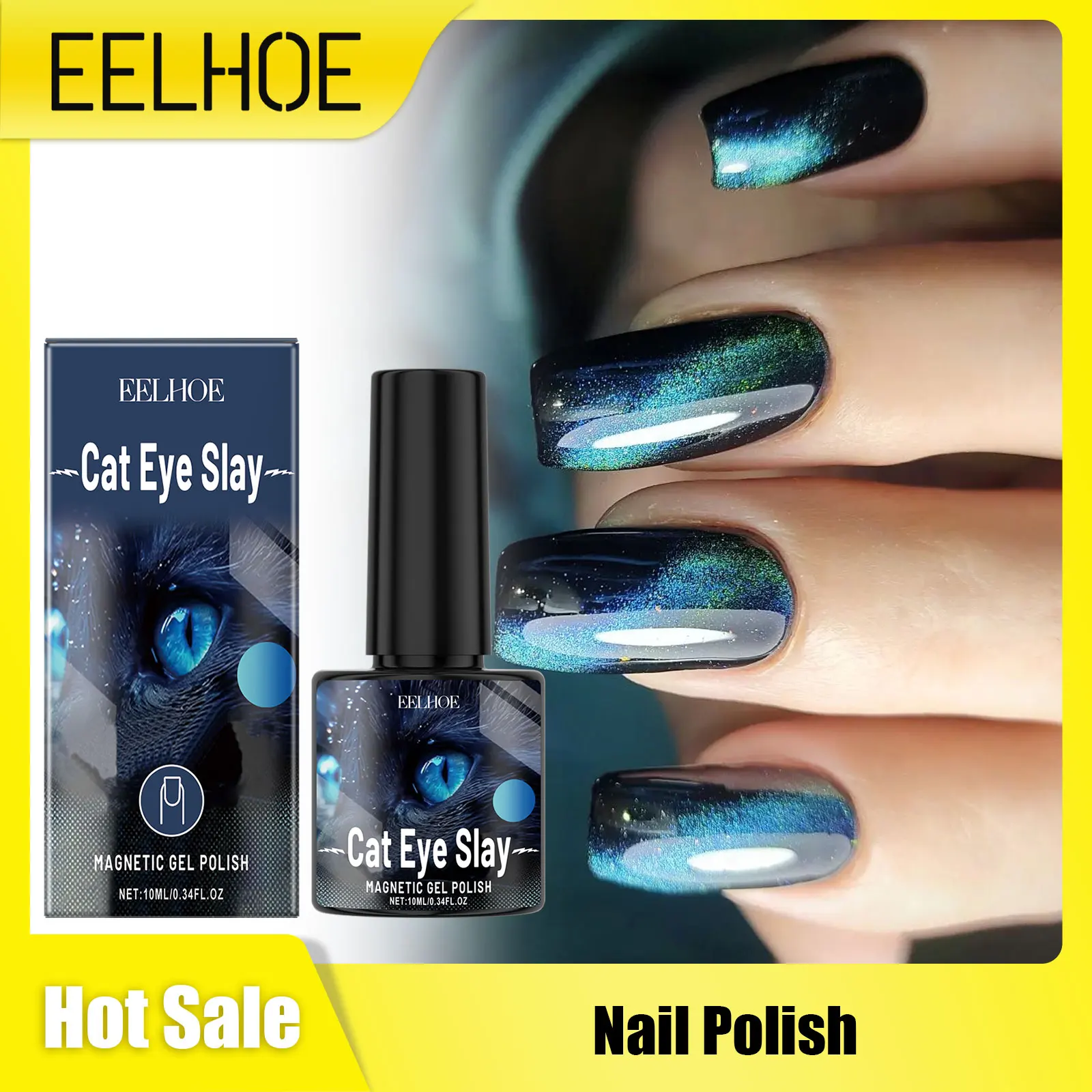 EELHOE Light Cat Magnetic Gel Nail Polish for Quick Dry Top Coat Soak off UV Gel Transparent Jelly Water Based Nail Polish 10ml