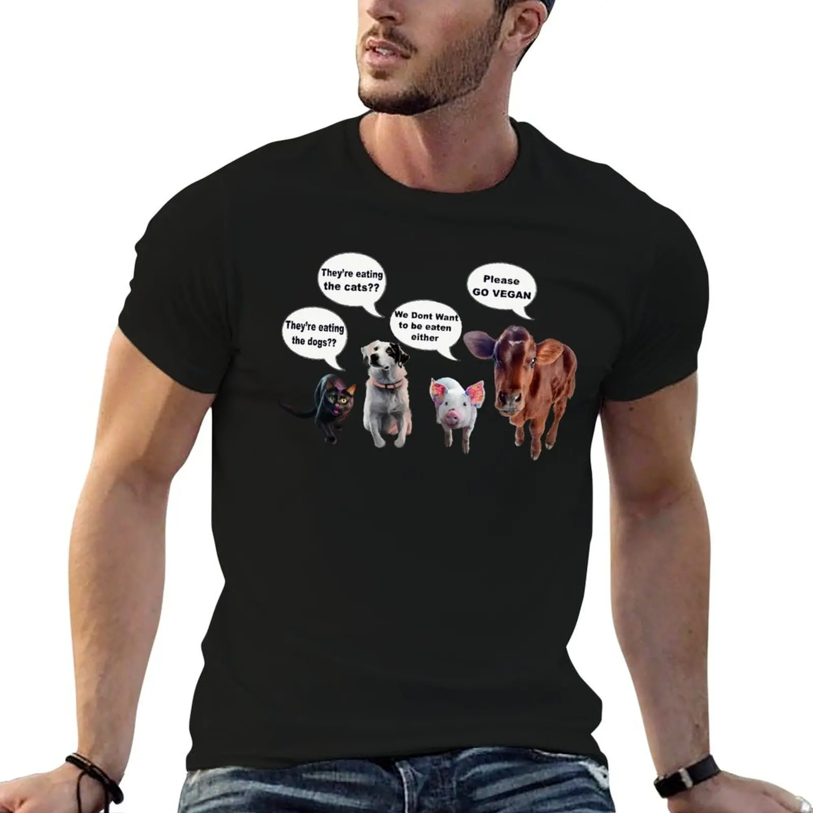 

Eating dogs Eating cats Go Vegan T-Shirt anime t shirts oversized t shirt plus size men clothing