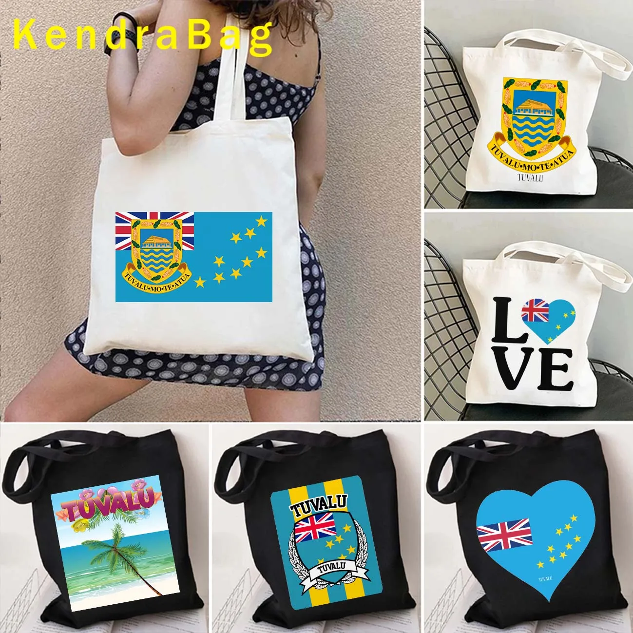 

Tuvalu Tuvaluan Flag National Coat Of Arms Patriotic Travel Gifts Women Canvas Shoulder Tote Bag Shopper Harajuku Cotton Handbag