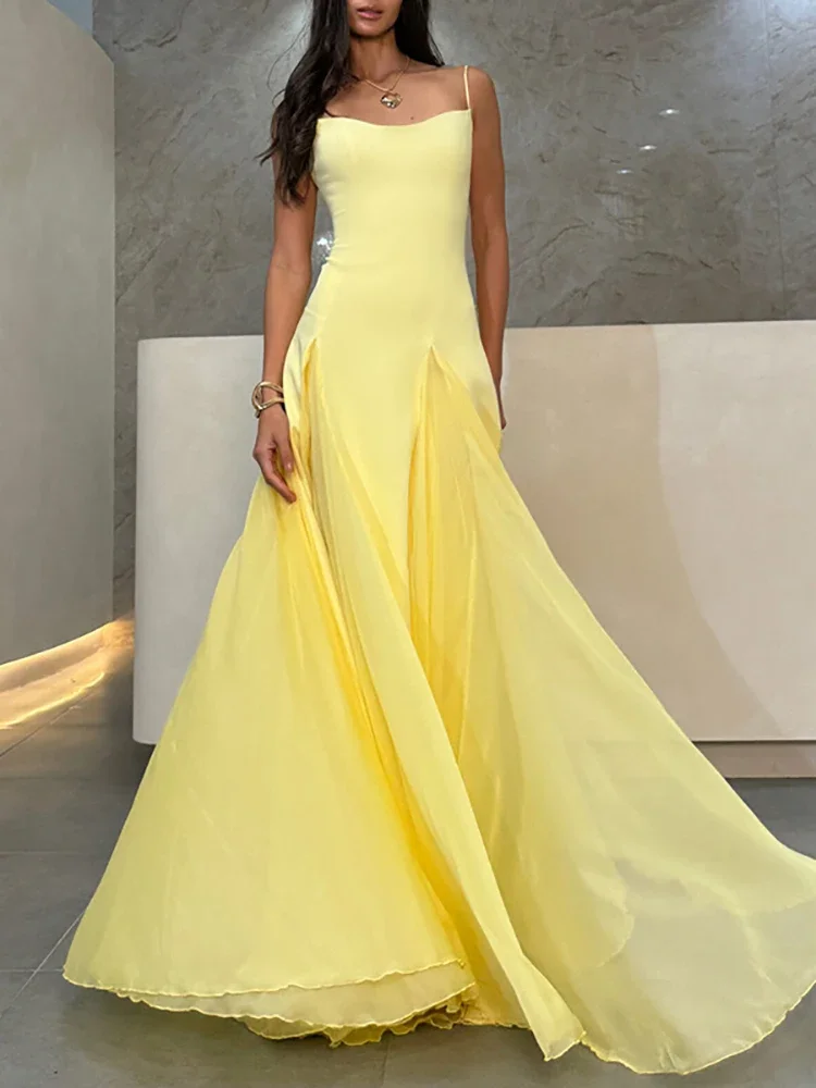 مثير السباغيتي حزام المرقعة فستان طويل المرأة بلا أكمام عارية الذراعين ألف خط فساتين أنيقة مساء حفلة كوكتيل العباءات