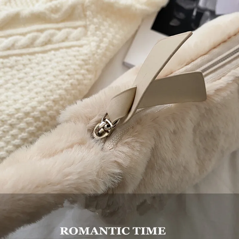Simple Design Women Soft Plush Hobos Shoulder Bags Winter Furry Ladies Clutch Purse Handbag Fashion Female Underarm Bag