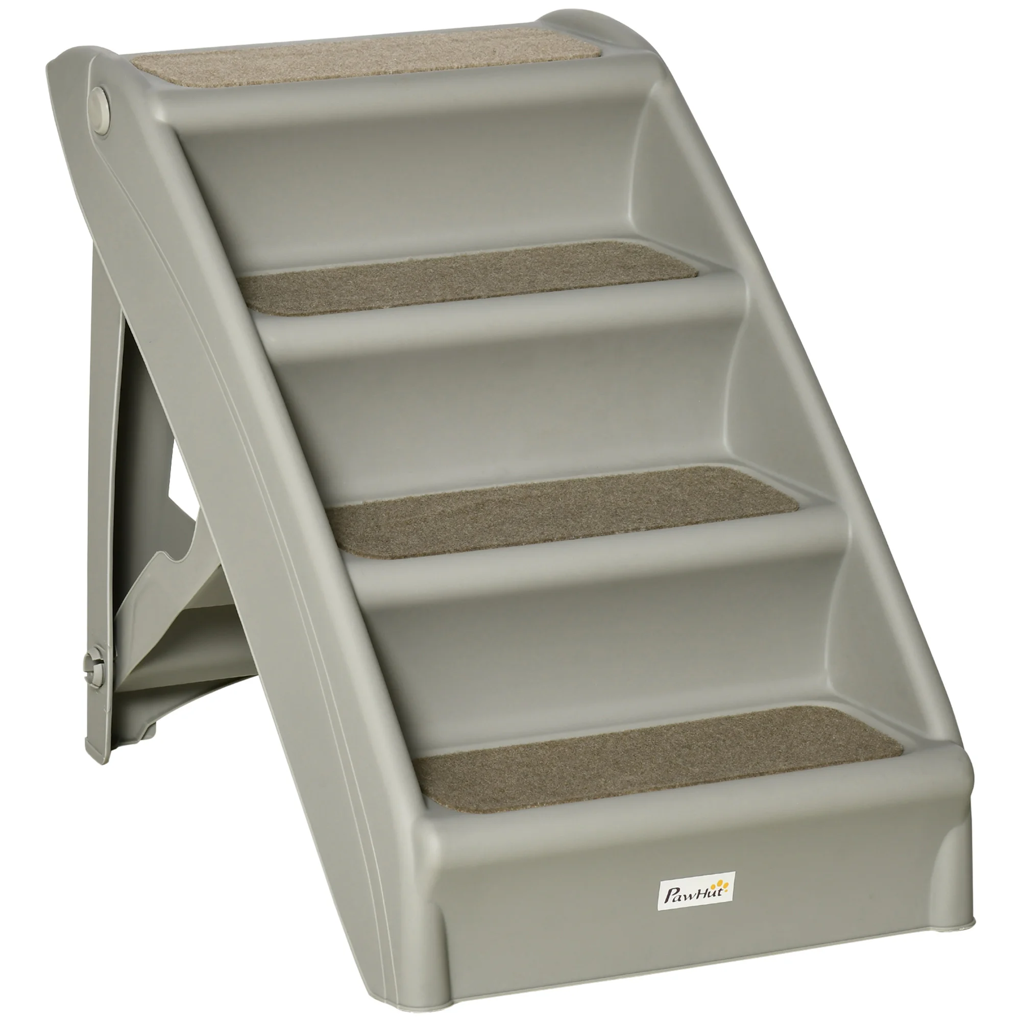 PawHut folding pet ladder 4 step with non-slip carpets