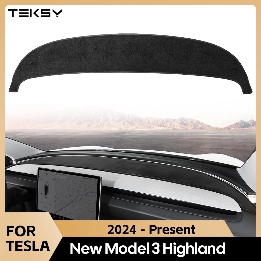 Anti-UV Dashboard Cover For Tesla Model 3 Highland 2024 Center Console Accessories Dash Mat Protector Pad Sunshade