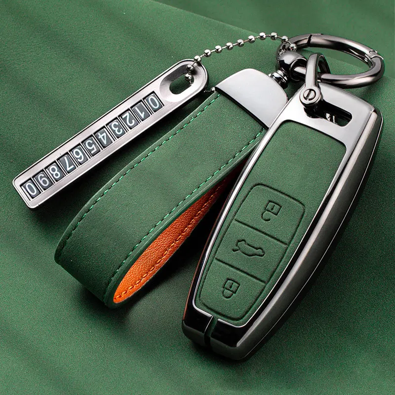 

Zine Alloy Leather Car Key Case for Audi A6l A4l Q5l A3l Q3 Q2l A5 Q7 A7 A8 Auto Remote Key Fob Cover Shell Holder Protecter