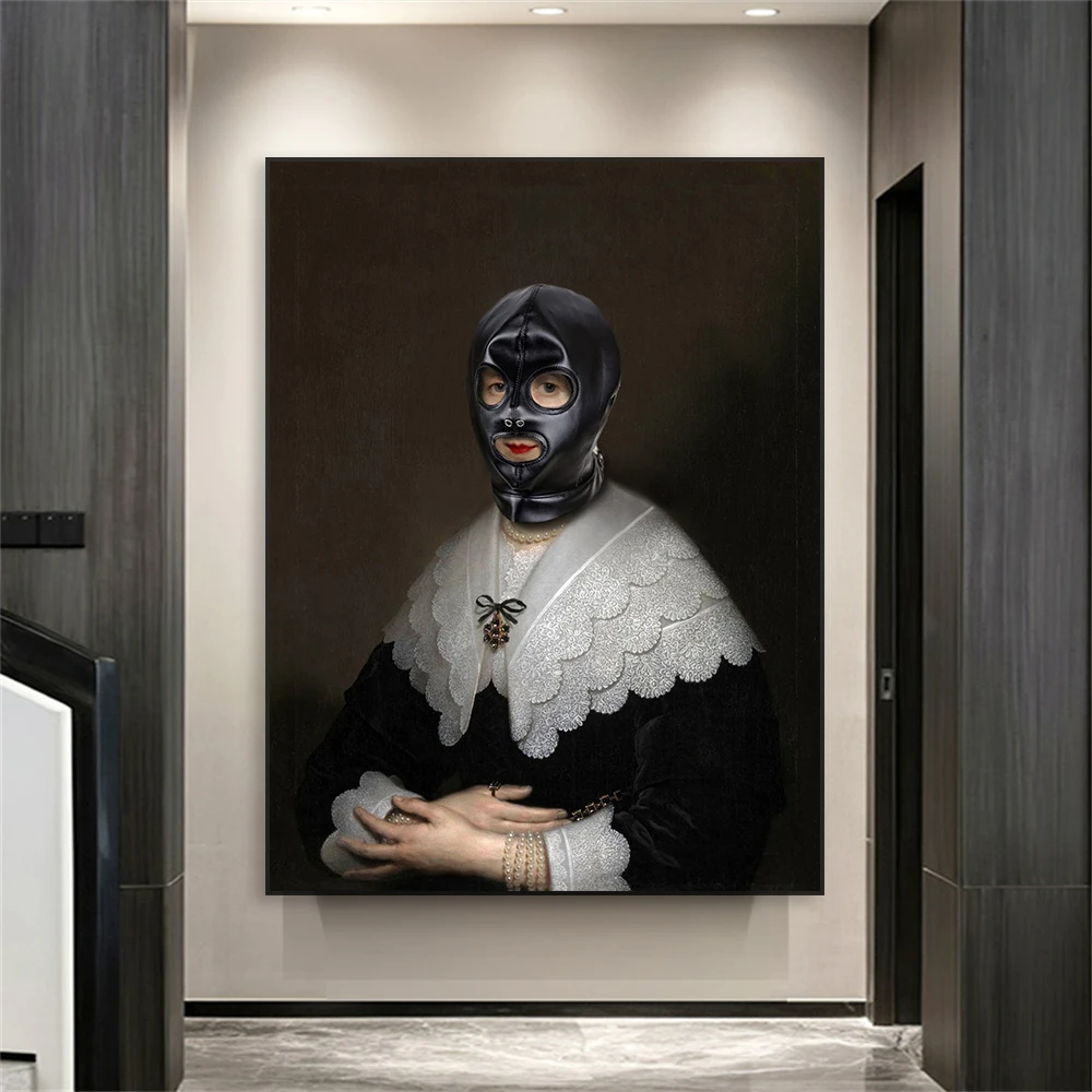 Funny Woman Portrait Poster Beauty is Inside Altered Art Prints Oil Painting Prints Poster Renaissance Baroque Canvas Painting