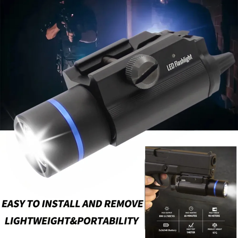 TLR Tactical Gun Scout Light Pistol LED Flashlight 800 Lumens Strobe Light Gun Accsesories Fit 20mm Rail for Outdoor Hunting