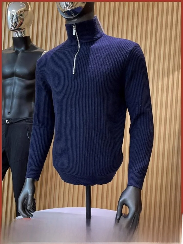 

Italian Luxury Sle Men's Faion Knitted Sweater f Zipper Long Sve Pure Color Skin-friendly Warm Casual Urban Wear