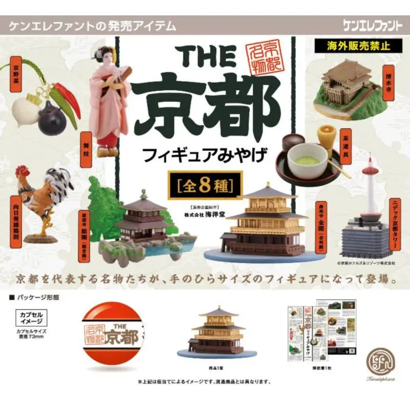 Japan Kenelephant Gashapon Capsule Toy The Kyoto Buildings Characters Decoration Collection