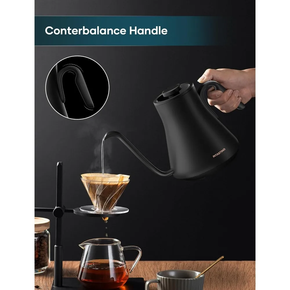 Electric Kettles, Gooseneck Electric Kettle, ±1℉ Temperature Control, Stainless Steel Inner, Quick Heating, for Pour Over Coffee