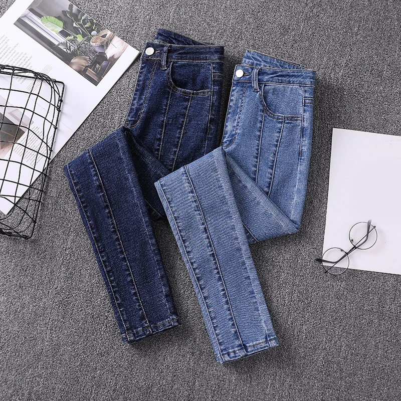 

Stretch Stitch Woman Jeans Skinny High Waist Patchwork Pencil Pants Female Elastic Slim Denim Trousers Mujer Cowboy 5XL