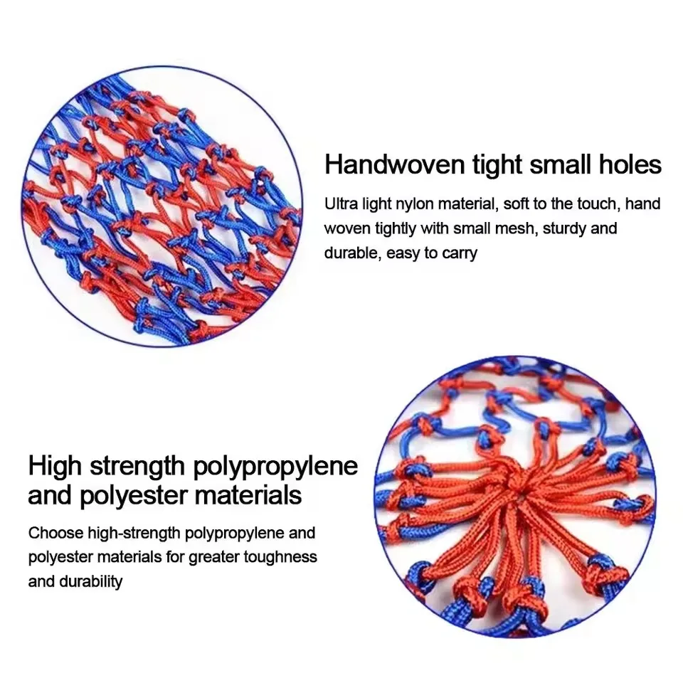 New Basketball Net Bag Strong Bold Dense Polypropylene Rope Multiple Colors Ball Mesh Pocket Portable Sports Equipment Football