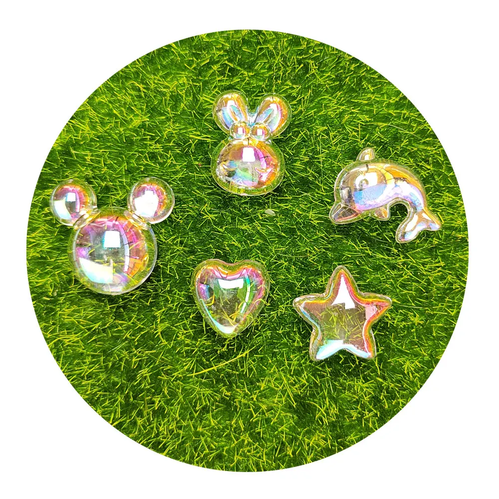 Cute AB Dolphin Dream Star Heart Mouse Pendant Acrylic Spacer Beads For Jewelry Making DIY Charm Bracelet Necklace Accessories