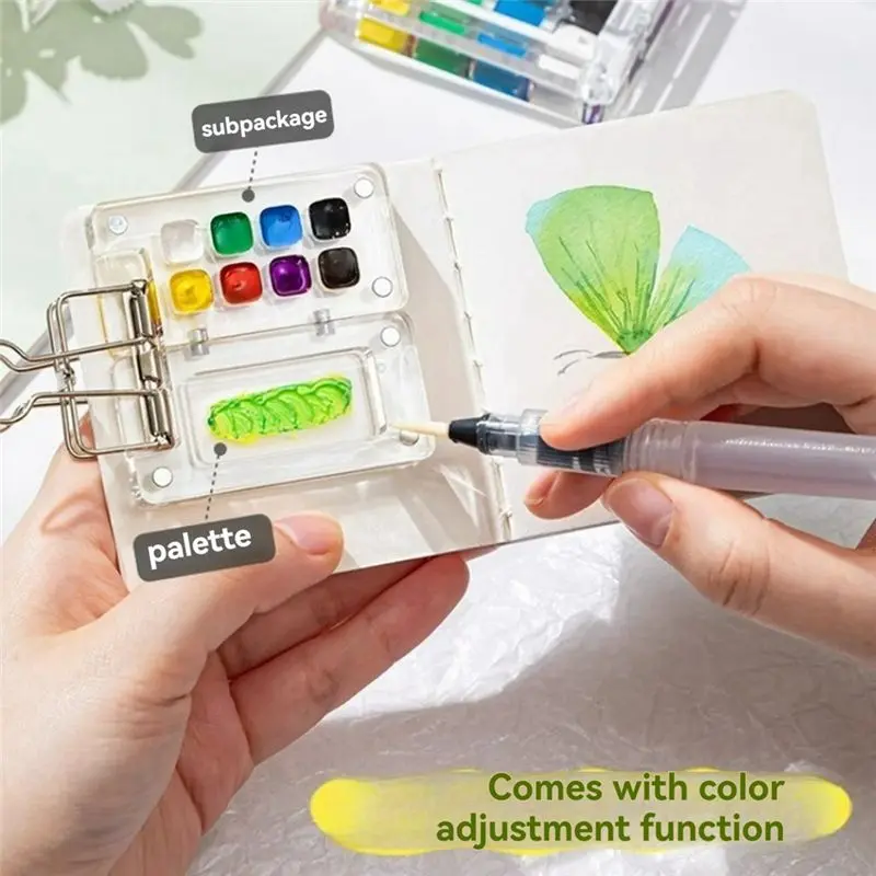 لوحة ABSK-محمولة، لوحة طلاء للسفر، كراسة رسم صغيرة بالألوان المائية، مع مشبك معدني، هدية للرسامين والفنانين