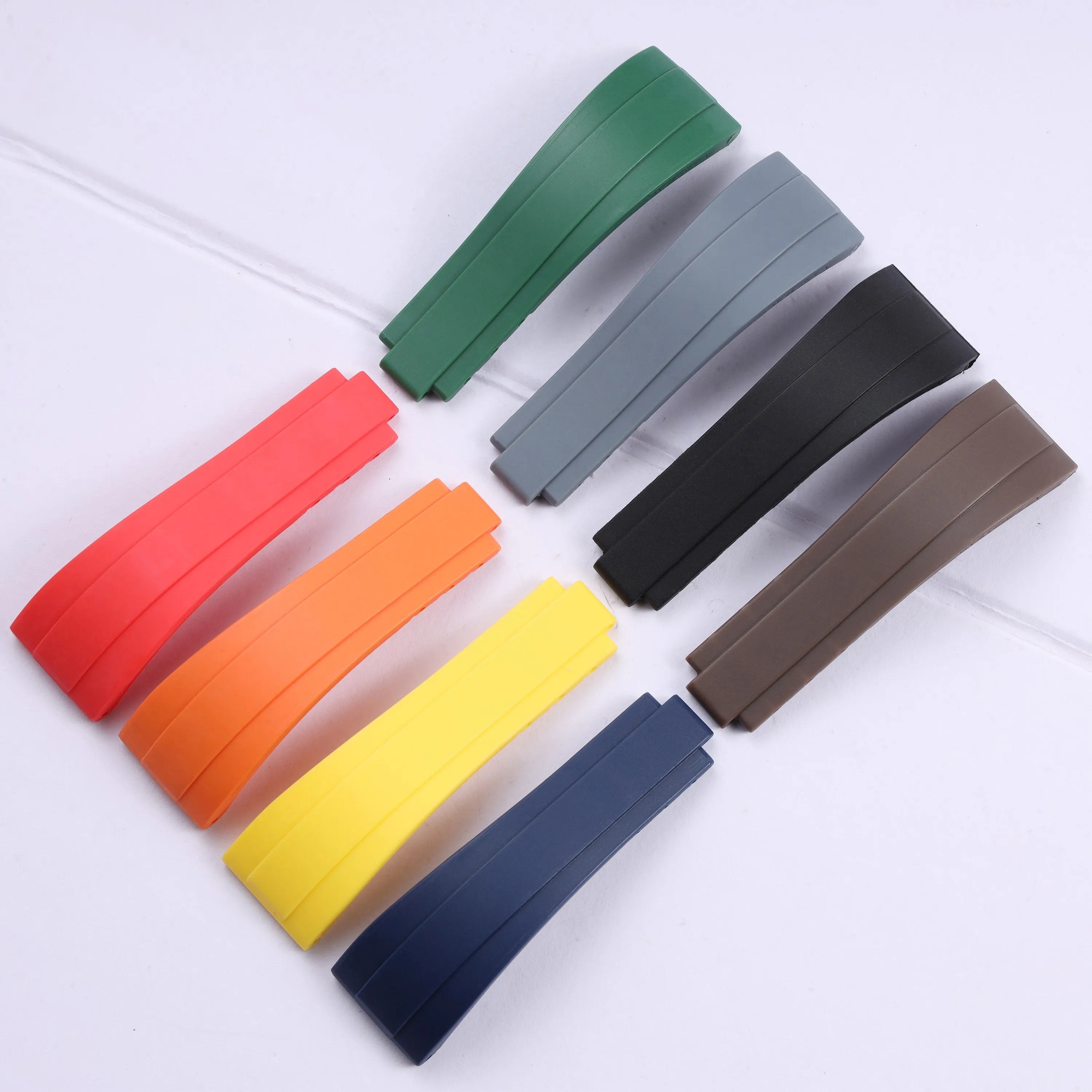 

high quality 9*9mm black blue green red yellow brown rubber watchband for Rolex Submariner Daytona GMT Date silicone wrist strap