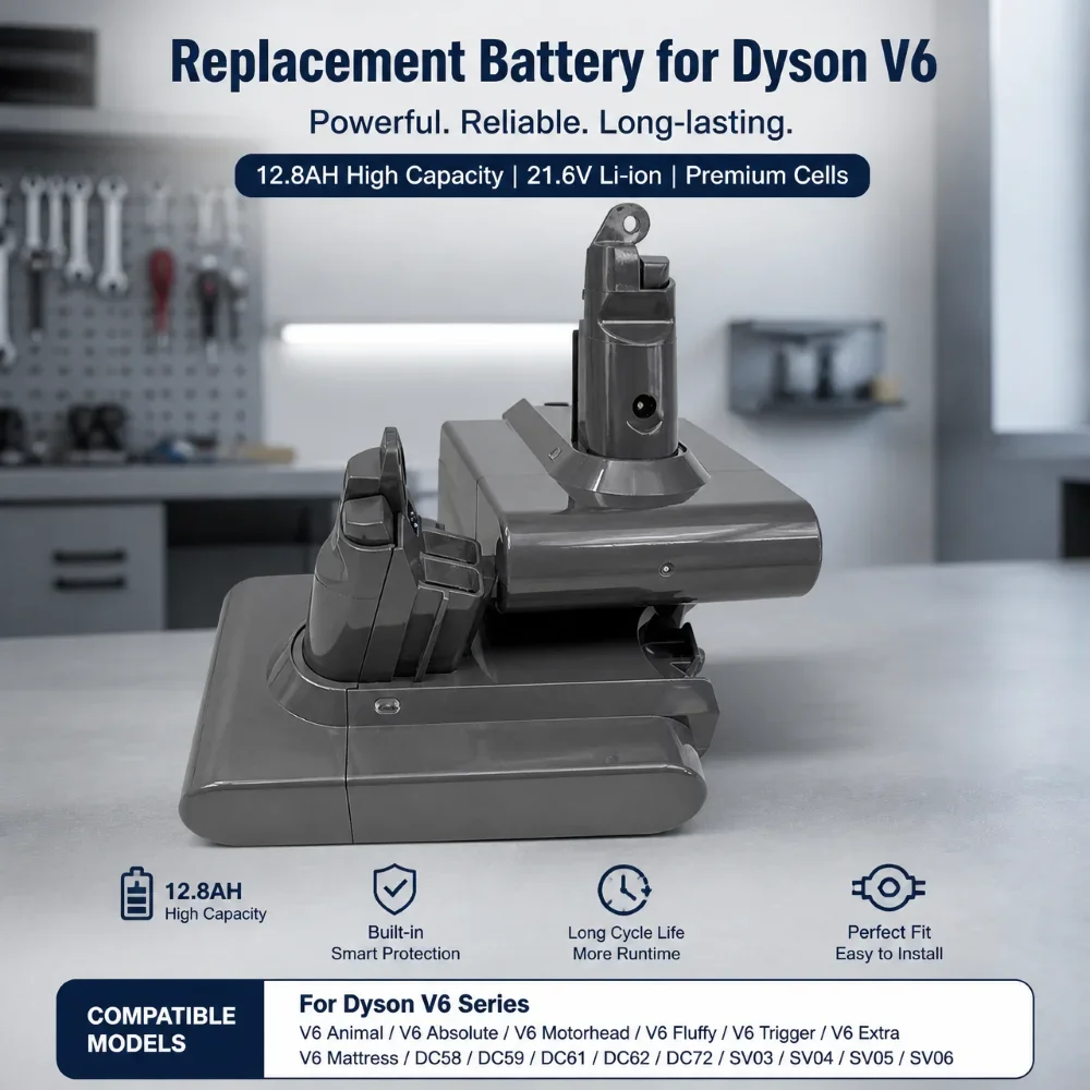 New 21.6V 12800Ah Replacement Battery For Dyson V6 DC62 DC59 DC58 SV03 SV04 SV09 Animal Motorhead Slim Absolute Vacuum Cleaners