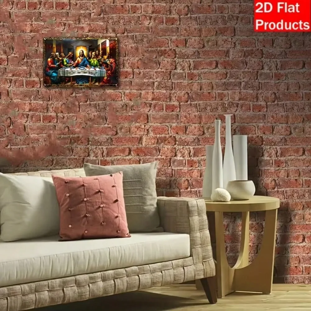 1 قطعة آخر العشاء معدن الألومنيوم ديكور اللوحة 7.87x11.8 "2D شقة-علامة إكليل مربع ، عطلة/عيد ميلاد المنزل مزرعة هدية