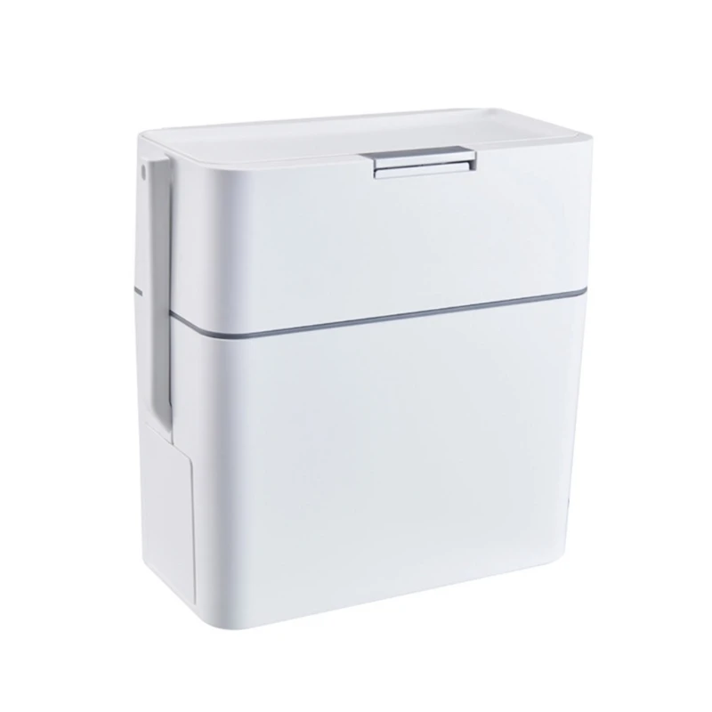 KX4B Bathroom Trash Bin with Toilet Brush Trash Can Automatic Packaging Garbage Bin with Press Top Lid for Kitchen Toilet