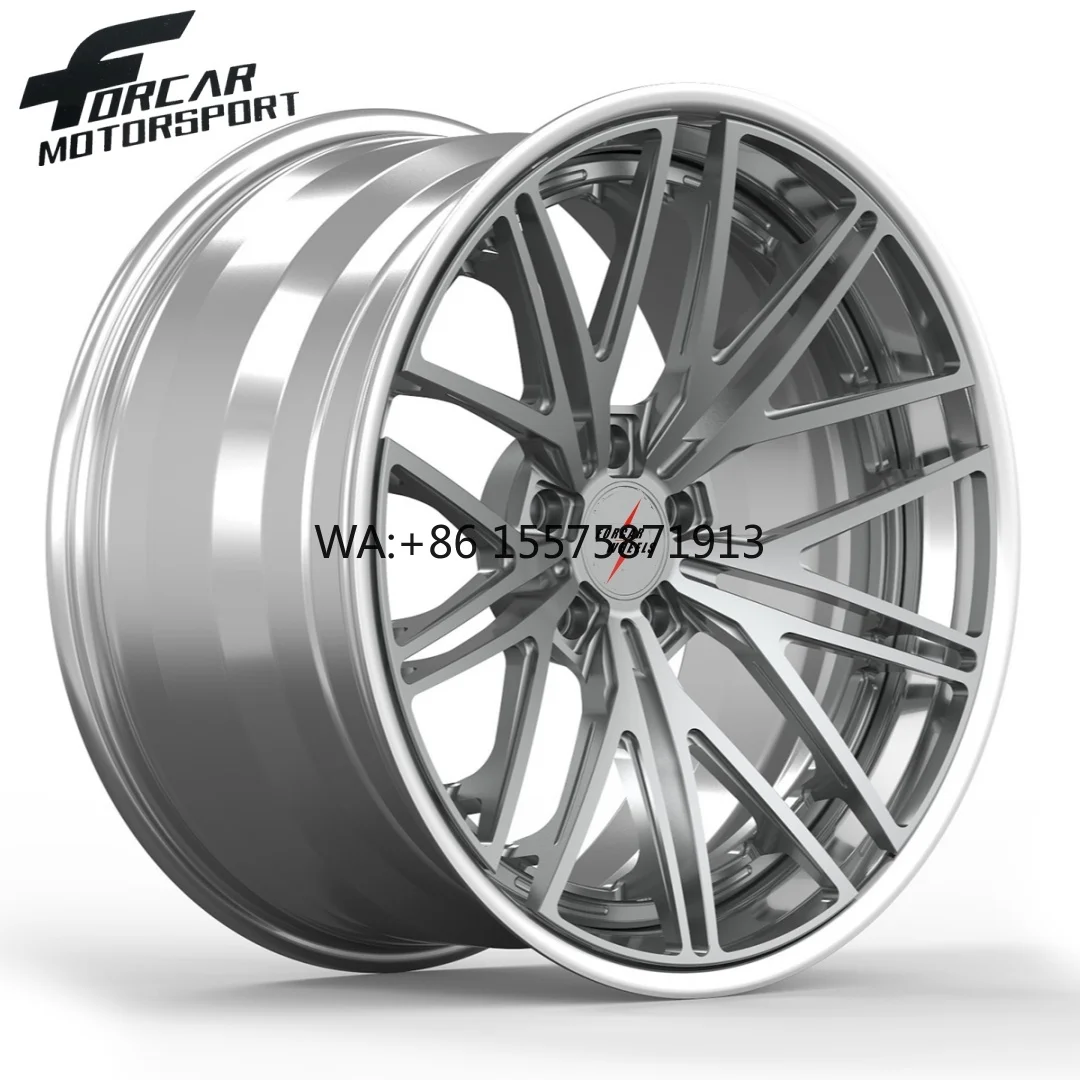 

New 17 18 19 20 21 22 23 Inch Good Quality Made in China Two-Piece Silver Color Forcar Motorsport Aluminum T6061 Wheels Rims