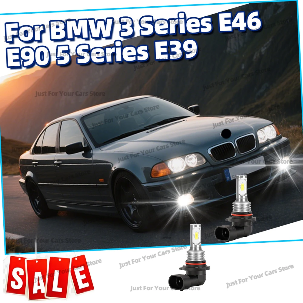 2Pcs Led Fog Lamps 6000K Car Front Fog Light Bulbs 12V For BMW 3 5 Series E46 Convertible 2000-2003 E39 Saloon Touring 2001-2003