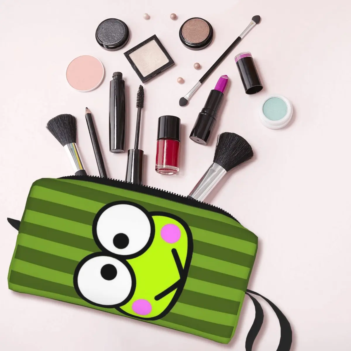 Borsa da toilette personalizzata Keroppi Big-eyed Frog Women Makeup Cosmetic Organizer Ladies Beauty Storage Dopp Kit Box