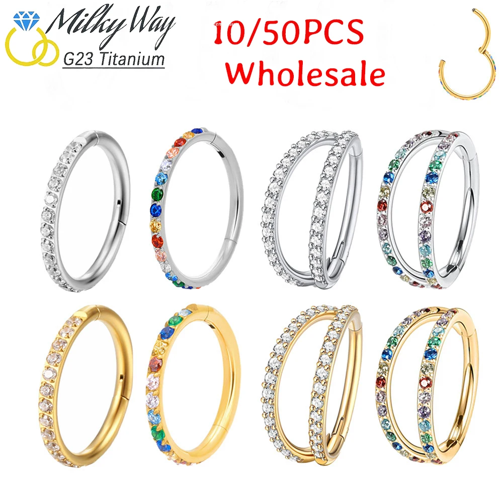 

10/50pcs G23 Titanium Piercing Cartilage Helix Lip Hoop Earrings for Women/Girls Hinged 16G 18G Silver Gold Sleep Friendly Jewel