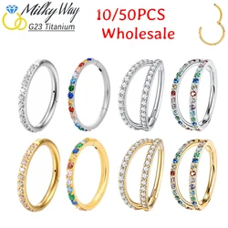 10/50pcs G23 Titanium Piercing Cartilage Helix Lip Hoop Earrings for Women/Girls Hinged 16G 18G Silver Gold Sleep Friendly Jewel