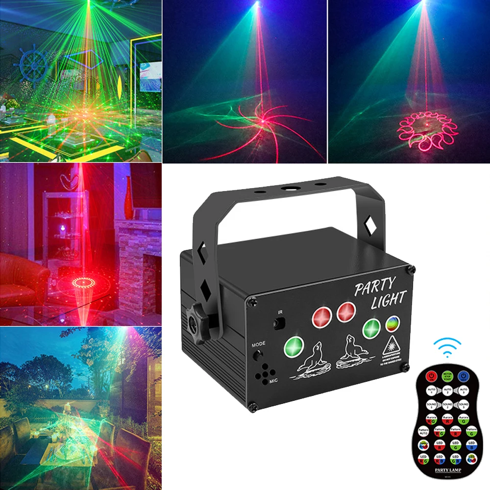 5 Lens RG Hypnotic Aurora Laser Effect Light Sound Actived LED Disco Party Light Remote Auto Stage Light for DJ Christmas Shows