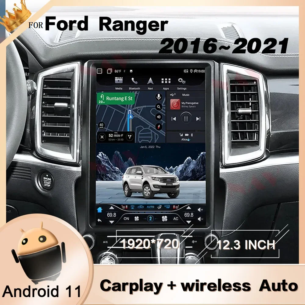 Android Screen For Ford Ranger 2016 2017 2018-2021 Car Auto Radio Multimedia Stereo Carplay Bluetooth Head Unit Display DSP LCD