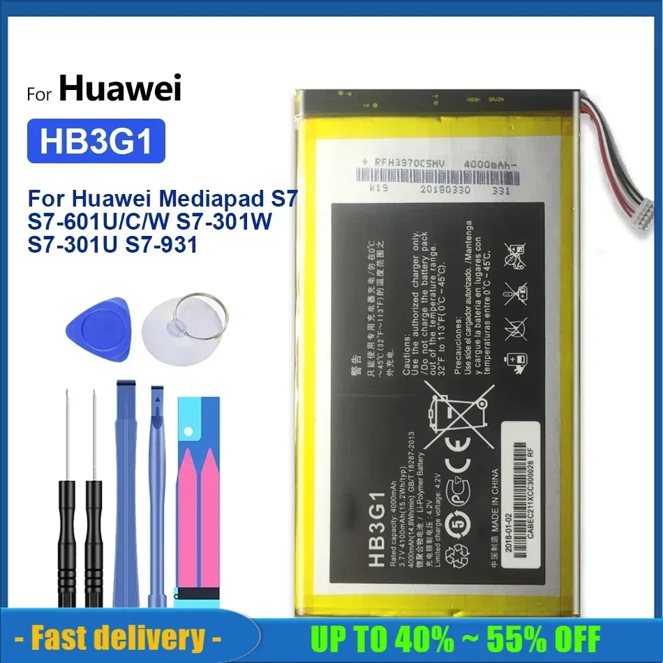 

HB3G1 Battery For Huawei MediaPad Media Pad 7 Lite/7lite s7-301u 301w 302 303 Tablet PC HB3G1H Rechargeable Battery