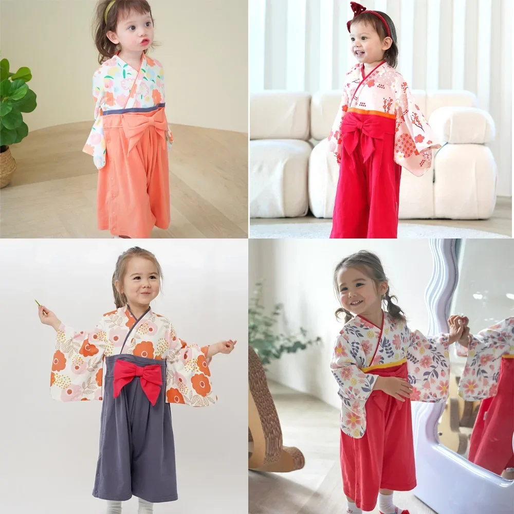 Spring Autumn Baby Long Sleeve Bodysuit Baby Japanese Kimono Summer Kids Girls Kimono Newborn Boys Clothes Baby Girl Romper