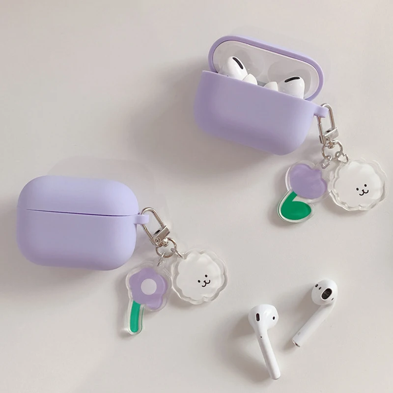 Fundas para airpods 3 caso bonito coreano flor urso pingente keyring fone de ouvido caso para airpods pro 2 silicone capa