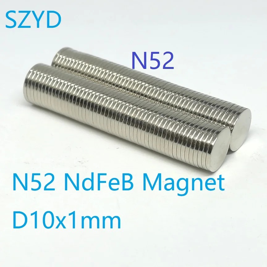 

100PCS/LOT Strong Disc N52 NdFeB Magnet 10*1 Standard Round Powerful Rare Earth Permanent Neodymium Magnets 10x1