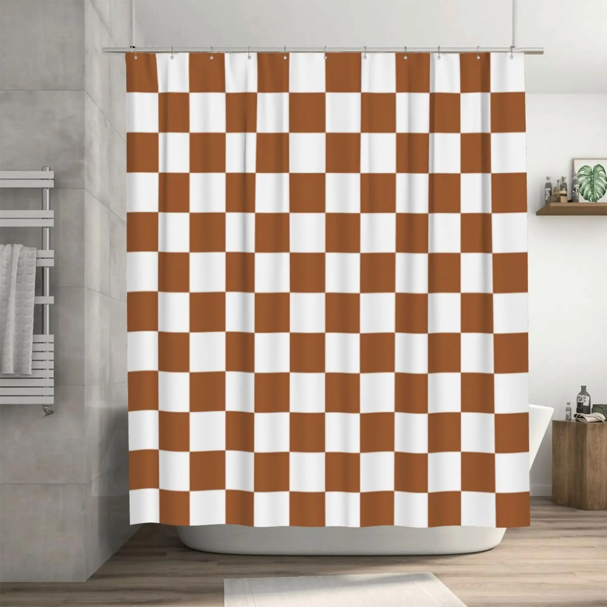 Checkered Shower Curtain, Black and White Grid Bathroom Curtains Retro Checkerboard Shower Curtain Vintage Aesthetic Waterproof