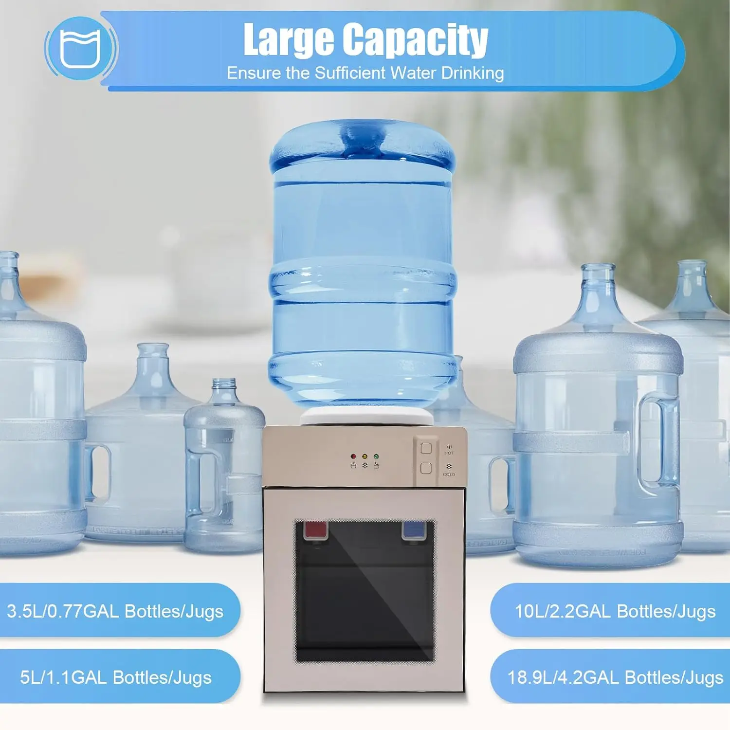 

110V 550W Water Dispenser,Freestanding Hot and Cold Water Cooler Dispenser,Mini Refrigeration Desktop Automatic Drinking