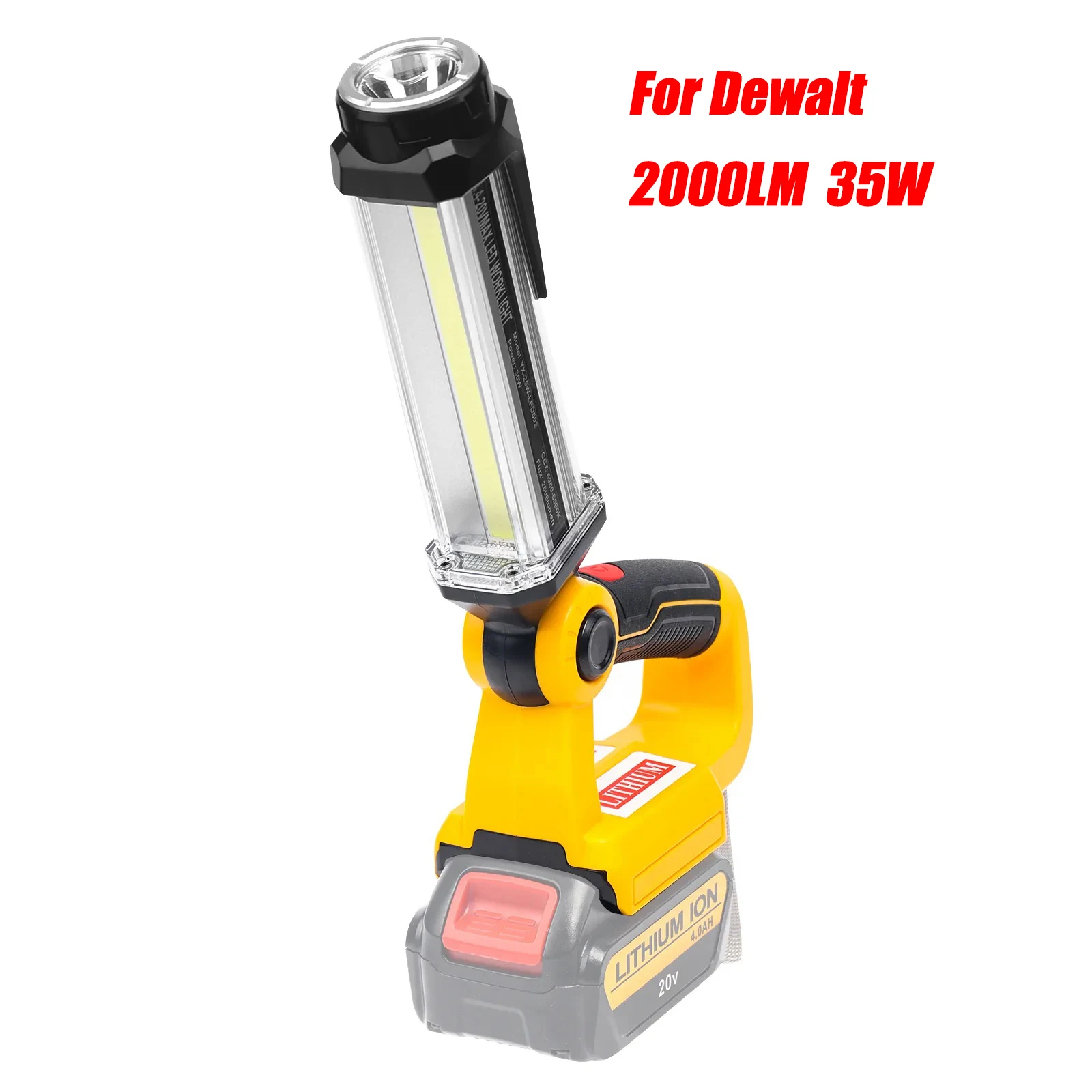 2000LM 35W LED Work Light Portable Light Horizontal Down Light Outdoor Handheld Flashlight for Dewalt 18V Li-ion Battery