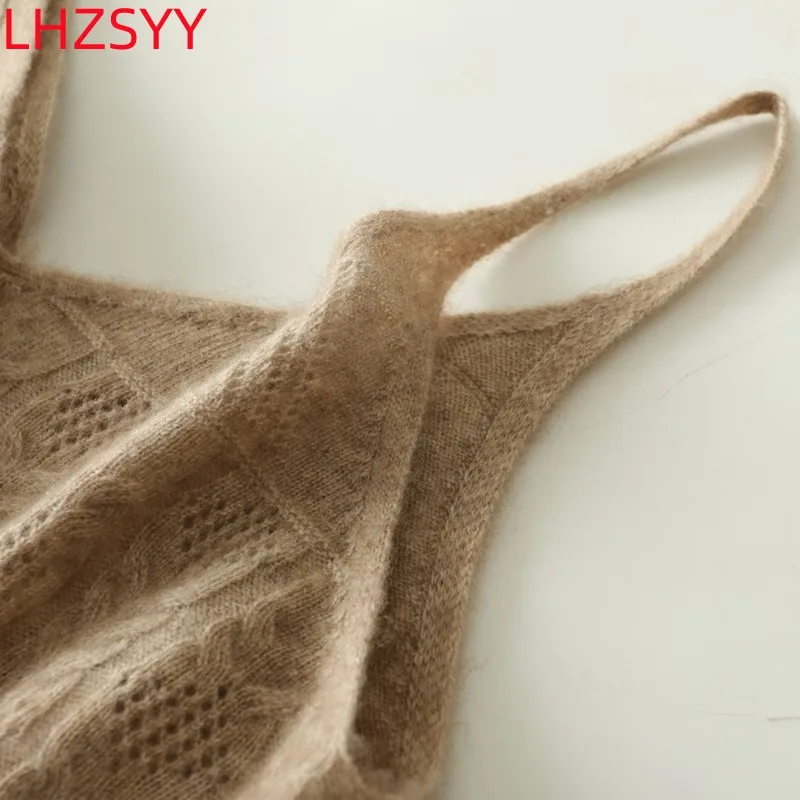 LHZSYY Seamless line Garment Pure Cashmere Halter Vest 23 Ladies Four Seasons Inside Vest Soft Hollow Sling High-Grade Women Top