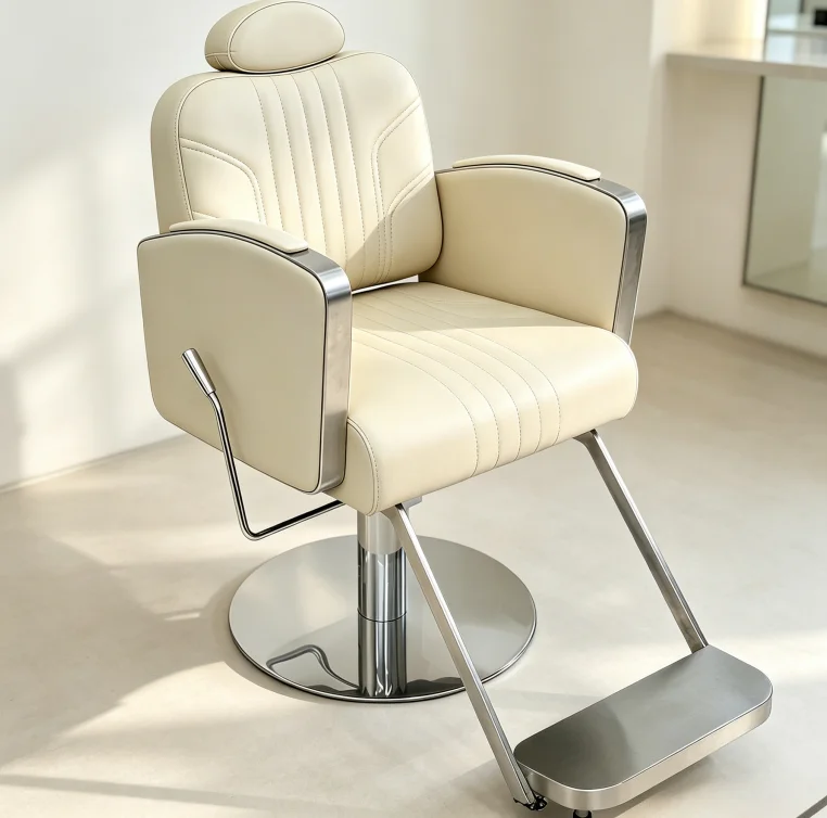 Ergonomic Salon Barber Chair, Adjustable Hydraulic Hair Cutting Chair With Metal Frame For Barbershop & Tattoo Studio