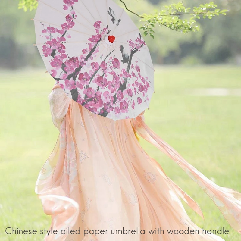 Aaac-art guarda-chuva de pano de seda chinês guarda-chuva estilo clássico decorativo guarda-sol pintado de papel a óleo guarda-sol