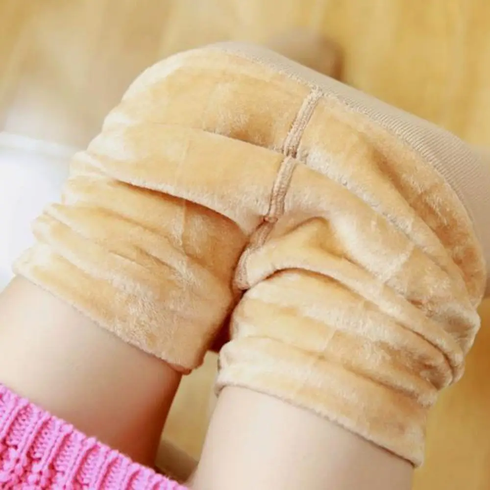 مرونة صوف مبطن طماق بلون عالية الخصر الحرارية طماق سميكة الدفء جوارب طويلة نسائية للنساء #2