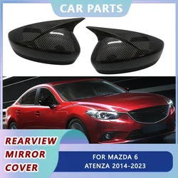 Pair Car Side Rearview Mirror Cover Trim For Mazda 6 Atenza 2014-2023 Ox Horn Rear View Mirror Cap Covers Add On Car Accessories