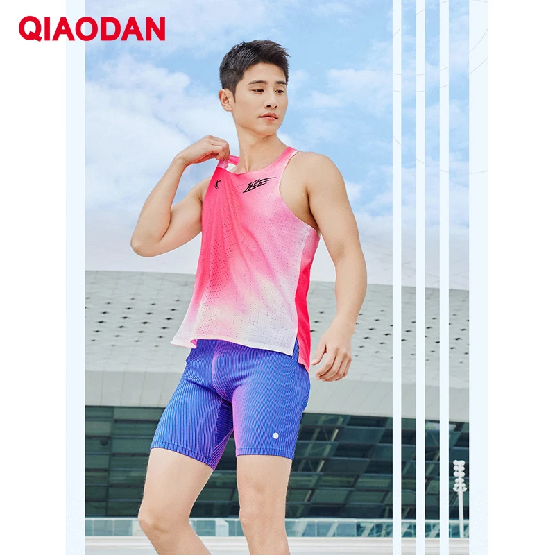 

Мужские спортивные майки QIAODAN Feiying, летние дышащие майки для бега, розовые градиентные футболки без рукавов для бега, QZBVS3241059R