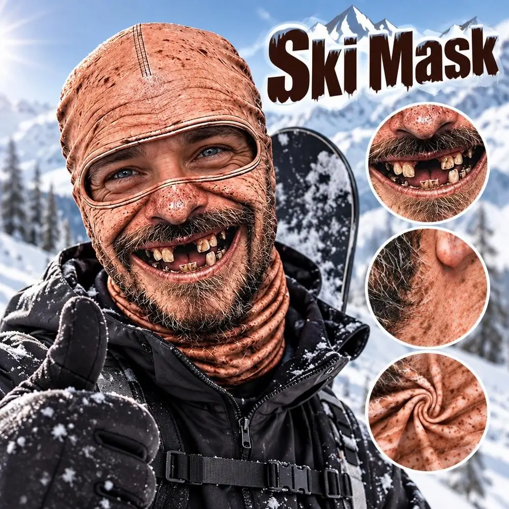 3D Face Printed Old Man Balaclava Full Coverage Breathable Eye Hole Face Mask Cover Stretch White Mustache Novelty Headwear