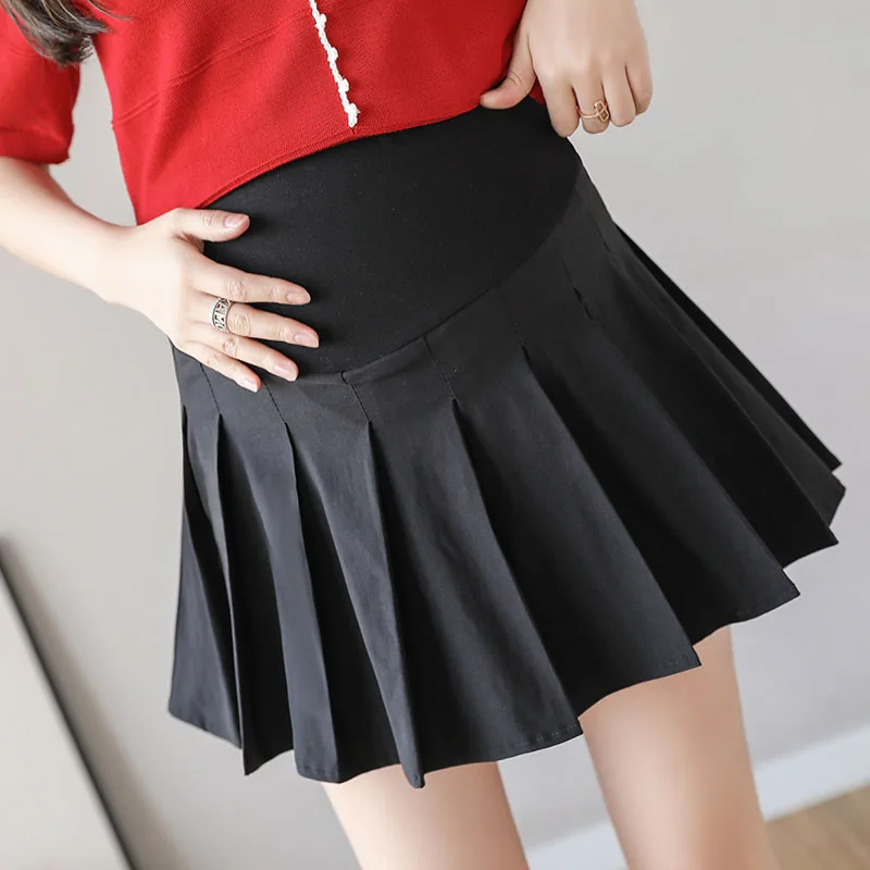 

Maternity Spring Summer Pants Pleated Skirt Solid Color Suit Thin Fashion Versatile Short Skirt Lined Pregnancy