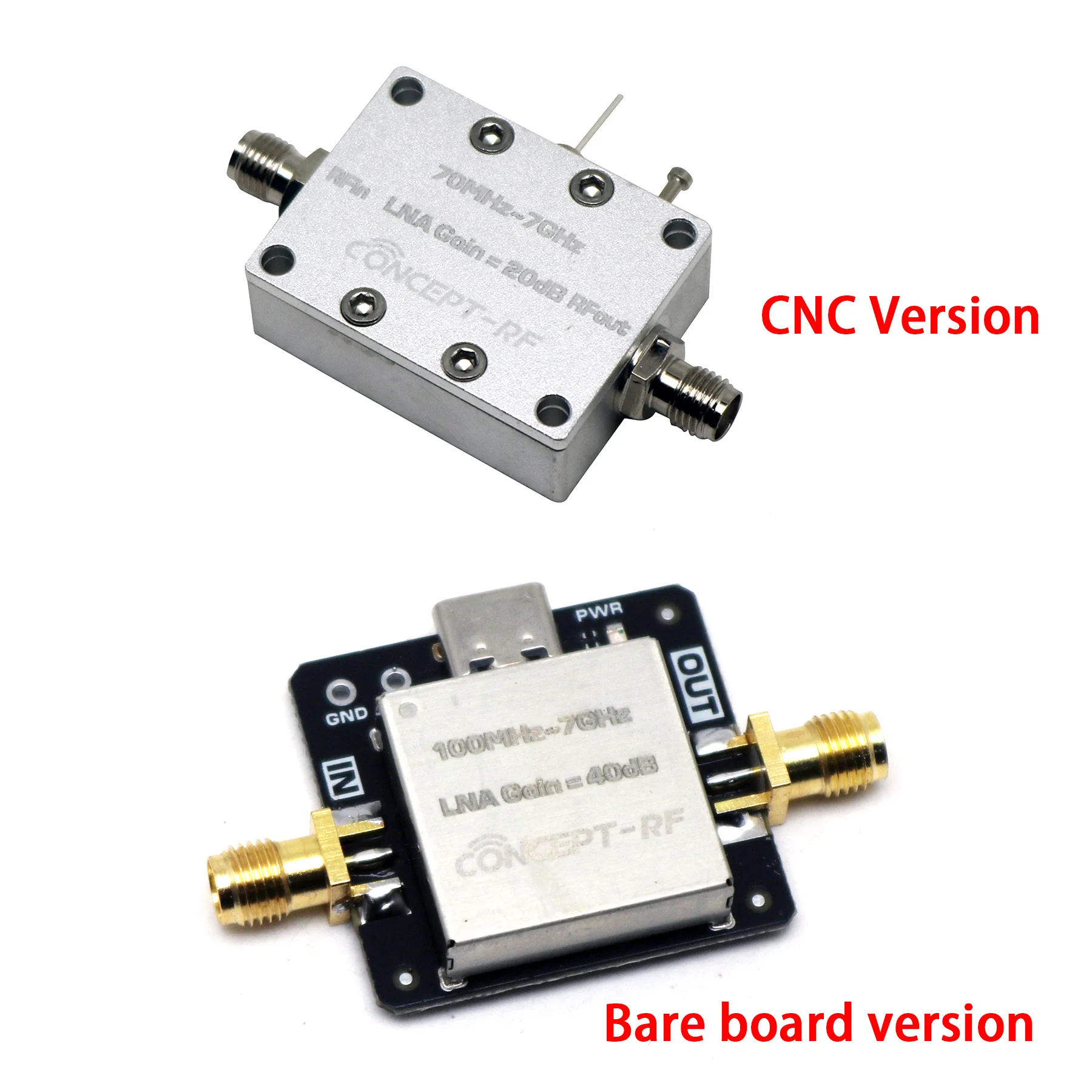 GSL809BD 100MHz-7GHz Low Noise Amplifier LNA 10dB 20dB 30dB 40dB Gain High Flatness for RF Communication Receiver Signal Testing