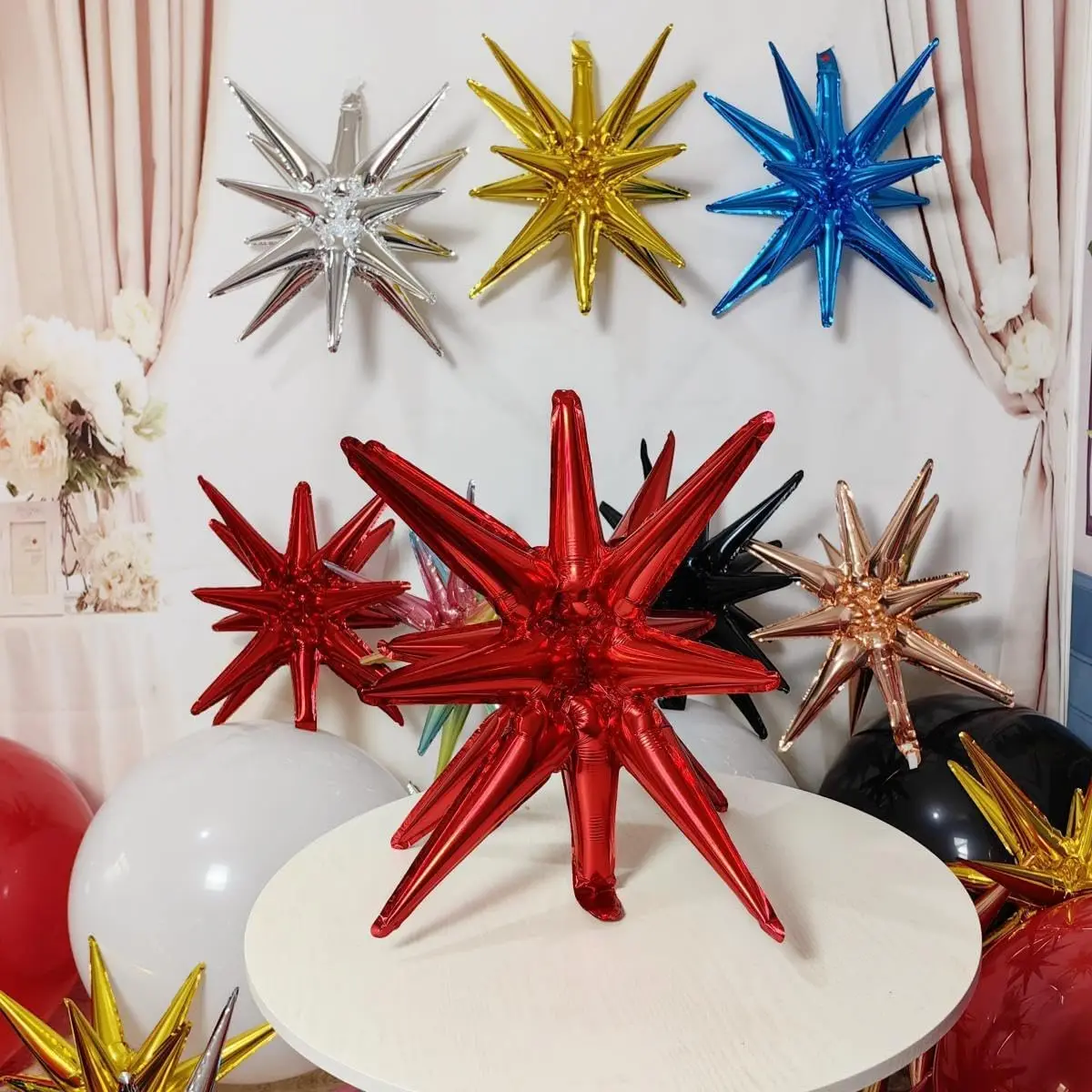 /1pcs siamesische Explosion Stern Ballon Starburst Luftballons Kegel Folie Luftballons Neujahr Weihnachten Hochzeit Geburtstags feier Dekor – Detail 22