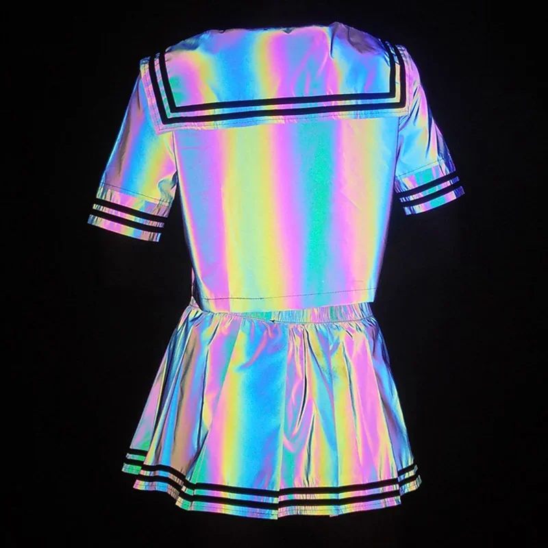 Chemise plissée colorée pour femmes, jupe plissée, ensemble deux pièces, chemisier Kawaii, uniforme scolaire, marin imbibé, RZ94